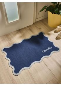 benuta Paillasson Curl Bleu 50x80 cm - Tapis poil court design moderne pour salon
