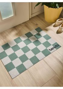 benuta Paillasson Checker Vert 50x80 cm - Tapis poil court design moderne pour salon