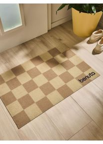 benuta Paillasson Checker Jaune 50x80 cm - Tapis poil court design moderne pour salon