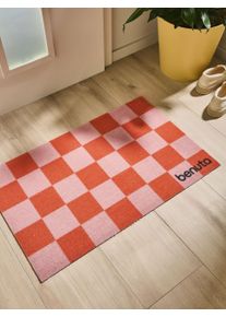 benuta Paillasson Checker Fuchsia 50x80 cm - Tapis poil court design moderne pour salon