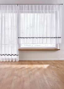Vitrage met satijnen band - wit - maat 3 (h/b: 145/300 cm) - bonprix