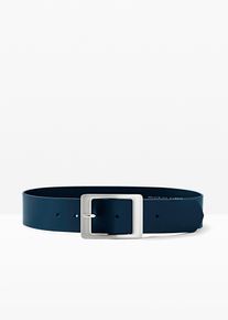 Leren riem - blauw - maat 130 - glad leer - bonprix