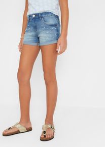 Meisjes jeans short mid waist - blauw - maat 164 - met katoen - bonprix