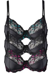 Beugel bh met delicaat kant (set van 3) - zwart - maat 80C - bonprix
