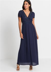 Maxi zomerjurk met kant korte maat - blauw - maat 34 - viscose - bonprix