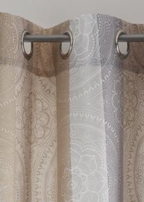Gordijn met strepen (1 stuk) - beige - maat 225x135 cm - met katoen - bonprix