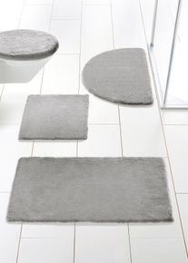 Badmat van bijzonder zacht materiaal - zilver - maat 7 (3-dlg. set (badmat: 50/90 cm, wc-mat voor staand toilet: 45/50 cm, wc-dekselovertrek: 50/47 cm)) - bonprix