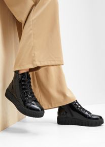Jana veterboots met comfortabele wijdte - zwart - maat 41 - lak - bonprix