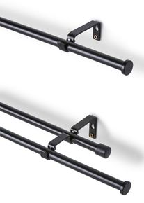 Gordijnroede met afsluitknop schijf - zwart - maat 200 cm - bonprix