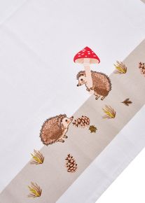 Tafelkleed van biologisch katoen met egels - wit - maat 80x80 cm - met katoen - bonprix