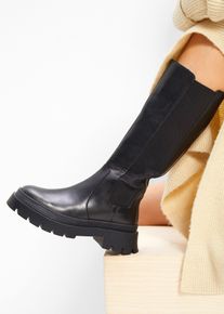 Leren laarzen - zwart - maat 38 - glad leer - bonprix