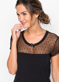 Nachthemd - zwart - maat 56/58 (3XL) - met katoen - bonprix