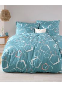 Dekbedovertrek met grafisch design - blauw - maat 135x200 cm - met katoen - bonprix