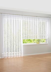 Vitrage met satijnen band - wit - maat 1 (h/b: 100/300 cm) - bonprix