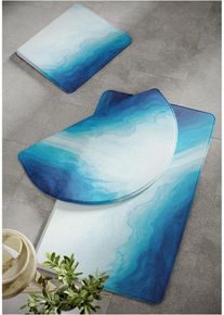 Badmat met memory foam - blauw - maat 1 (wc-mat voor staand toilet 45/50 cm) - bonprix