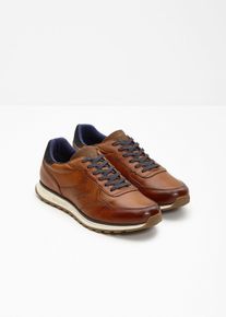 Bugatti leren sneakers - bruin - maat 43 - glad leer - bonprix