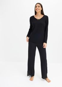 Pyjamashirt met viscose - zwart - maat 56/58 (3XL) - viscose - bonprix
