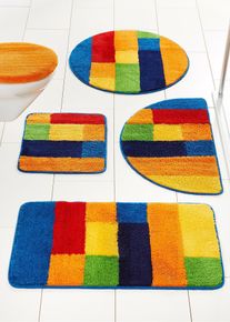 Badset met kleurrijk design - rood - maat 9 (3-dlg. set (wc-mat voor staand toilet 45/50 cm, badmat 50/90 cm, wc-dekselovertrek 47/51 cm)) - bonprix
