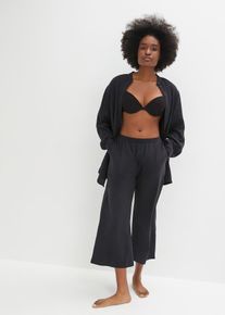 Culotte pyjamabroek met steekzakken van biologisch katoen - zwart - maat 40/42 (M) - 100% katoen - bonprix