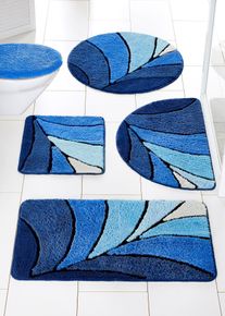 Badmat met hoge pool - blauw - maat 10 (3-dlg. set (wc-mat voor hangend toilet 45/50 cm, badmat 50/90 cm, wc-dekselovertrek 47/51 cm)) - bonprix