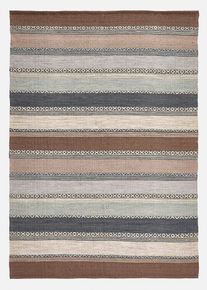 Kelim vloerkleed met strepen in aardetinten - bruin - maat 70x250 cm - met katoen - bonprix
