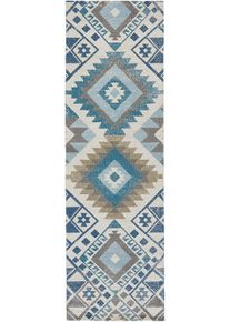 Kelim binnen- en buitenkleed met digitale print - blauw - maat 60x110 cm - bonprix