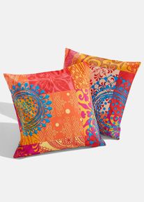 Plaid met patchworkprint - oranje - maat 40x40 cm - 100% katoen - bonprix