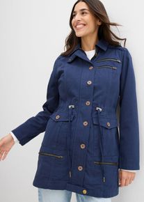 Katoenen parka in utility stijl halflang - blauw - maat 38 - 100% katoen - bonprix
