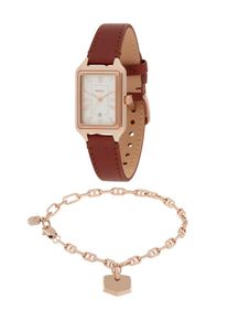 Fossil Dames Analoog horloge 'Raquel' donkerbruin / rose-goud One Size
