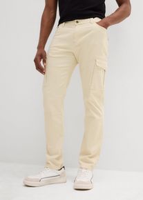 Slim Fit Stretch-Hose mit Cargotaschen Straight, beige, Größe 60, mit Baumwolle, bonprix