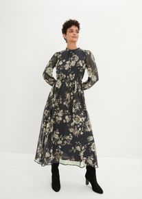 Chiffonkleid, schwarz, Größe 38, bonprix