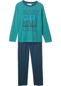 Pyjama (2-tlg. Set) - petrol - Größe 176/182 mit Baumwolle- bonprix
