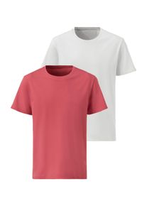 AUTHENTIC LE JOGGER Heren T-shirt in koraal/wit ,maat S (44/46), Witt, 100% Katoen