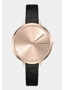 Women's Watch - Rose Gold - Surgical steel case, Sapphire-hardened mineral glass, Black Leather Strap - 30mm , Miyota Quartz Movement - Lilienthal