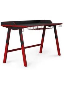 Mid.you Gamingtisch , Rot, Schwarz , Metall, Holzwerkstoff , rechteckig , 81x65x137 cm , Büromöbel, Schreibtische, Schreibtische