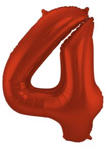 Folat Palloncino foil numero 4 rosso metallizzato opaco 86cm