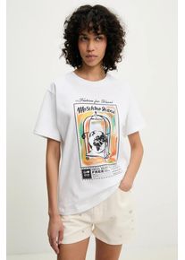 Moschino Jeans tricou din bumbac femei, culoarea alb, 0716 3732