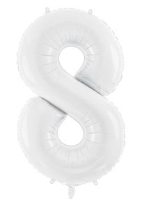 partydeco Palloncino foil numero 8 bianco 86 cm