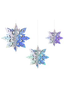 partydeco Ensemble de 6 pendentifs flocon de neige 3D, 15-25 cm