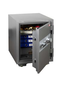 Tresor HWC-L48, feuerfest (60min) Safe Geldschrank Doppelbolzenverriegelung, 84kg Metall 68x48x47cm 48L ~ grau