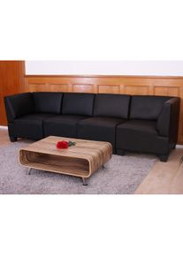 Modular 4-Sitzer Sofa Couch Lyon, Kunstleder ~ schwarz, hohe Armlehnen