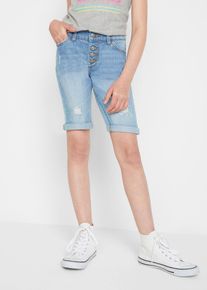 Stretchiga jeansshorts med medelh&ouml;g midja f&ouml;r barn - bl&aring; - storlek 158 - bonprix