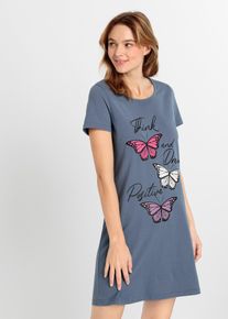 Nattlinne i ekologisk bomull - blå - storlek 56/58 (3XL) - bonprix
