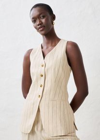 Lång väst i rent linne - beige - storlek 38 - bonprix