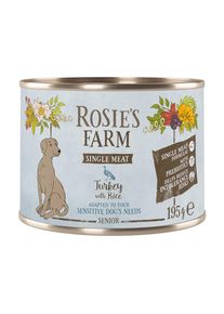 Rosie's Farm Single Meat Senior 6 x 195 g pour chien - dinde, riz