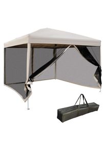 Outsunny 3 x 3m Pop Up Gazebo, Camping Tent, w/Mesh Walls, 2 doors, UV Resistant, Tan | Aosom Ireland