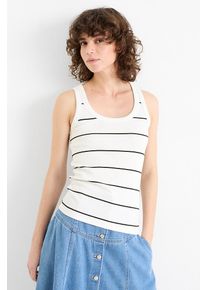 C&Amp;A Top basic-prążkowany-w paski, Biały, Rozmiar: XL