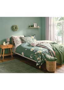 Parure de lit motif floral - vert - taille 135x200 cm - 100% coton - bonprix