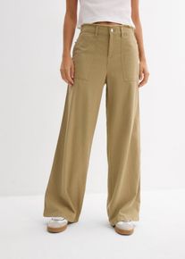Pantalon fluide en lin mélangé - vert - taille 48 - lin,Viscose - bonprix