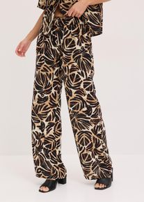 Pantalon palazzo aspect lin - marron - taille 50 - bonprix